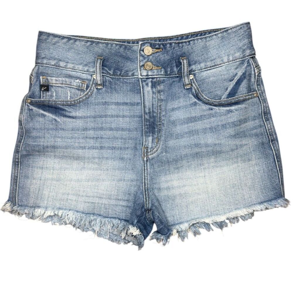 Kancan Light Wash Denim Shorts Distressed Raw Hem High-Rise Size: 11/29